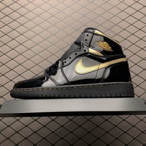 Replica Air Jordan Shoe Air Jordan 1 High OG GS Black Metallic Gold 575441-032 Size 36-3